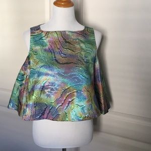 Nadia Tarr Rainbow Metallic Brocade Top